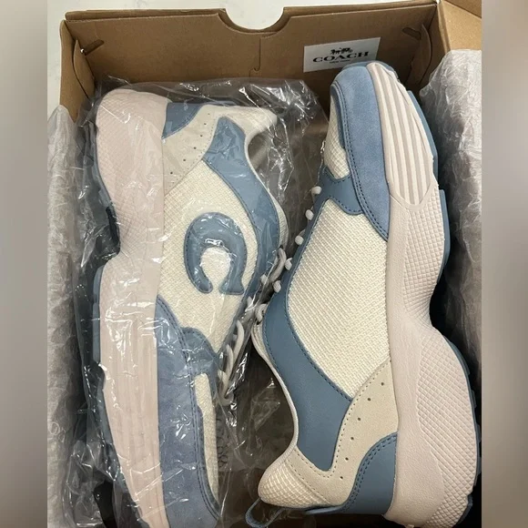 Coach Women's Blue and White Sneakers - Picture 8 of 14